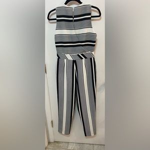 Mo:Vint Sleeveless Jump Suit Medium Women’s Black White Striped